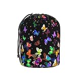 PTONUIC Starry Butterfly Travel Cosmetic Bag Drawstring Barrel Makeup Bag,Women&Girls Portable Folda