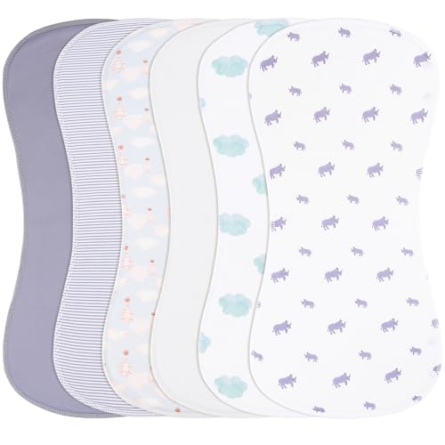 Image of Benoxine 2-in-1 Burp Cloths and Baby Bibs - 6 Pack Large Super Absorbent Soft Cotton Burping Cloths for Spit Up, 3 Layers Thick Baby Burp Rags for Girls & Boys