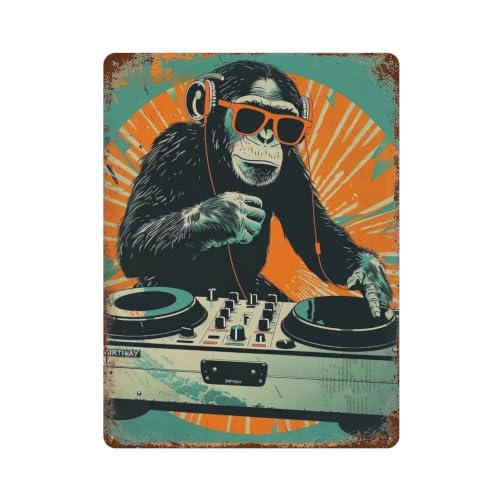 Décoration moderne pour café et bar affiche en métal rétro DJ Chimp