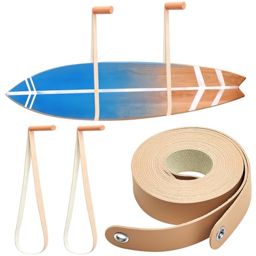 Vercraft 2 Pcs Surf Board Wall Mount Leather Surf Board Rack Sustainable Snowboard Wall Hangers Hanging Indoor Storage for Snowboard Longboard Wakeboard Accessories by Vercraft - Used condition - US$18.99
