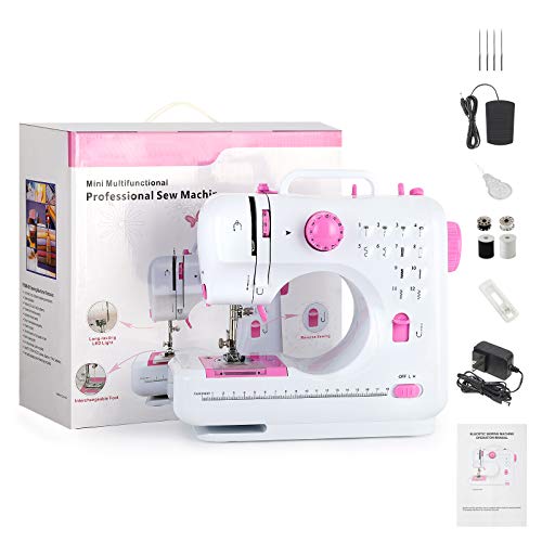 Mini Sewing Machine Portable Sewing Machine Electric with 12 Stitches Crafting Mending Machine with Reverse Stitch Dual Speed Double Thread