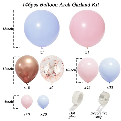 Rubfac Gender Reveal Balloon Arch 146Pcs 5 12 18 Inch Pink Balloon Garland Kit, Pink And Blue Balloon Garland For Baby Shower Bridal Shower Birthday Party Gender Reveal Decoration #TOP1
