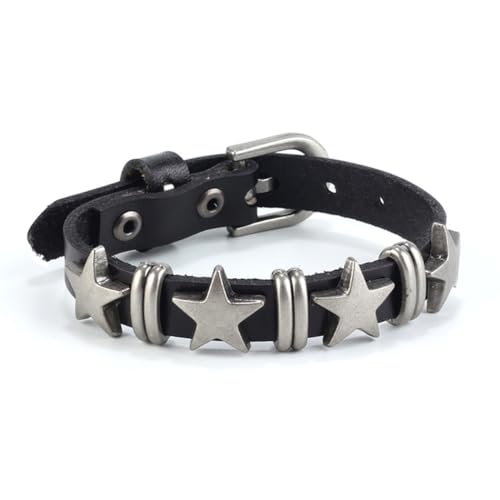 Punk Leather Bracelets Rhinestone Studded Bracelet Gothic Rock Bracelets Black Cuff Wristband for Women and Men