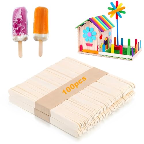 Redreo 100 Stück Holzstäbchen zum Basteln, Eisstiele Holz, Eisstiele aus...