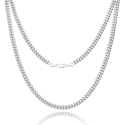 Waitsoul 925 Sterling Silver Cuban Chain Lobster Clasp 4mm Silver Cuban Link Curb Chain Necklace for Women Men Diamond Cut 16-30 Inches(20) Cover