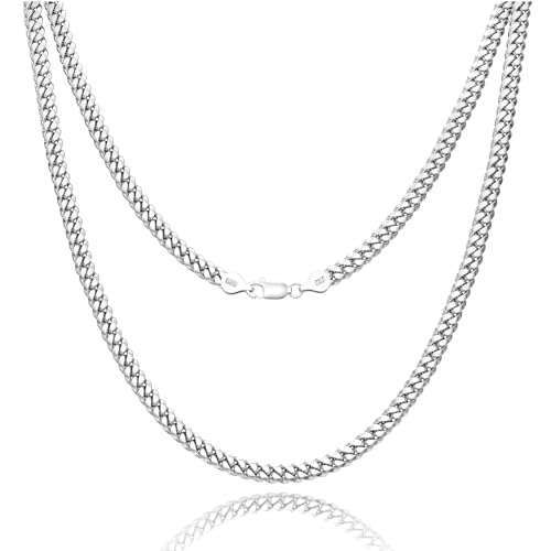 925 Sterling Silver Cuban Chain Lobster Clasp 3mm 4mm 5mm 18K Gold/Silver Cuban Link Curb Chain Necklace for Women Men Diamond Cut 16-30 Inches