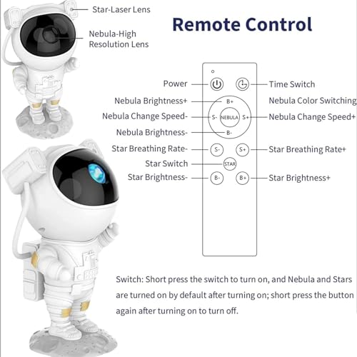 Image of Astronaut Space Projector, Starry Nebula Ceiling LED Lamp with Timer and Remote, Kids Room Decor Aesthetic, Gifts for Christmas, Birthdays, Valentine's Day