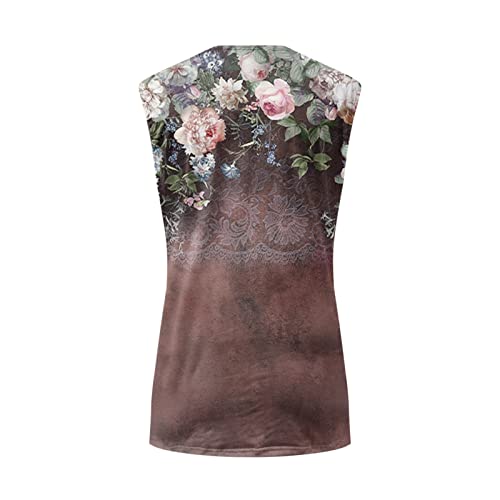 Débardeur d'été sans manches au design ample et chic marron Az7 XL