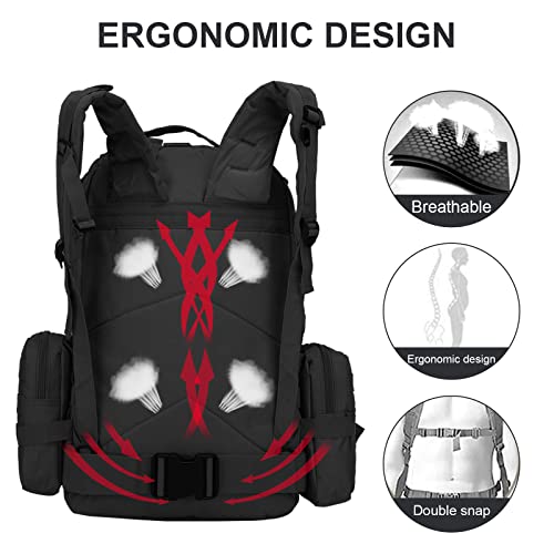 Mingpinhuius Military Tactical Backpack, 55L Large Capacity Army 3 Day Assault Pack Multifunctional Detachable Molle Bag Travel Backpack For Outdoor Hiking Camping Hunting (Black) #TOP4