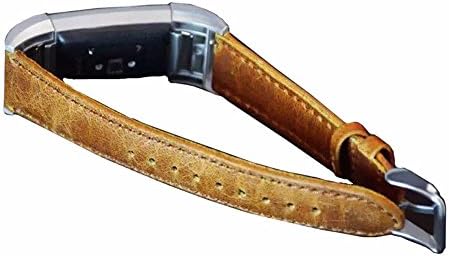 Dahase Compatible for Fitbit Charge 2 Watch Band, Cowhide Retro Replacement Bracelet Wristband Wrist Real Leather Strap Vintage Genuine Leather Smart Watch Band for Fitbit Charge 2 Brown