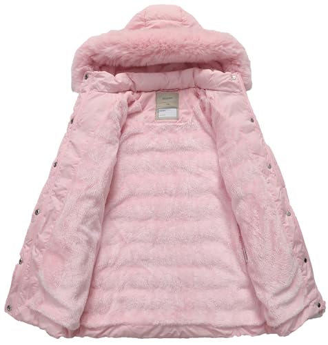 Girl's Winter Waterproof Warm Long Coat,Kids Puffer Jacket Outerwear Parka,Removable Hood3