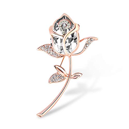 Casa De Novia Jewelry Tulip Flower Brooch Shining White Crystal Glass Clothes Scarf Decor Fashion Pin Gift