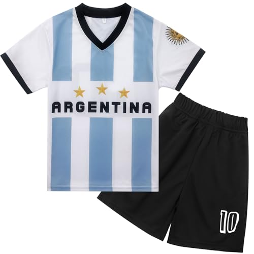 Xuomuen Argentina Boys Youth Kids Soccer Jersey&Shorts Baby Soccer Jersey