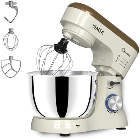 INALSA Stand Mixer 1200W|Pure Copper Motor|5L SS Bowl With Splash Guard|Accessories Included|Dishwasher Safe|Baking,Cake Mixer,Kneading-Kratos