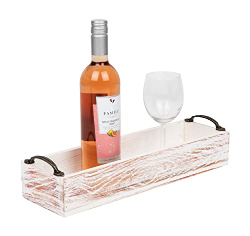 Mind Reader Serving Tray with Handles, Bed Tray, Wooden Tray, Condiment Organizer, Farmhouse, 16.26' L x 5' W x 3.66' H, Brown