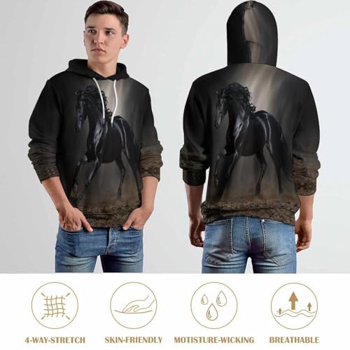 Pull à Capuche avec Poche Cheval 3D idéal pour l'automne-hiver - 6