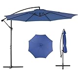OLIXIS 10FT Offset Patio Umbrella, Cantilever Table Umbrellas, Outdoor Sun Shade with Easy Tilt Adjustment, 8 Ribs, UV Protection for Backyard, Lawn, Garden and Pool, Blue