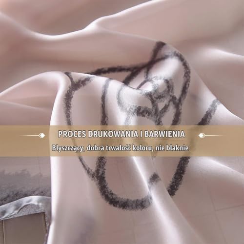 LumiSyne Damskie jedwabne szaliki artystyczne, atrament, elegancki kwiatowy nadruk, długi szal, miękki, przeciwsłoneczny szal, na cały sezon, Kwiat/różowy, Rozmiar uniwersalny