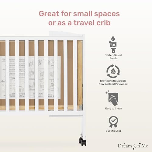 Dream On Me 673W Full Size 2-In-1 Folding Stationary Side Crib In White thumb #3