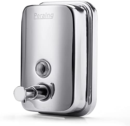 Peralng Dispensador de jabón de acero inoxidable para baño o cocina, caja de jabón líquido, montado en la pared, 500 ml Cover