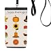 Happy Thanksgiving Day Food Pattern Phone Wallet Purse Hanging Mobile Pouch Black Pocket