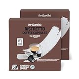 Comprar by Amazon Cápsulas de Café Ristretto de Plástico Compatibles con Nespresso, Tostado Medio, 100 Unidades (2 Paquetes de 50), Certificadas por Rainforest Alliance en Amazon