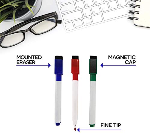 Flexible Magnets Dry Erase Low-Odor Colored Markers For Whiteboard,Glass Windows, With Cap-Mounted Eraser & Magnet - 4-Pack #TOP2