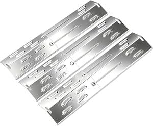 GFTIME Edelstahl Brennerabdeckung Grill Ersatzteile für Landmann, Burnhard, Taino, Tepro, Jamestown, Flammenverteiler für Charbroil, Tenneker, Napoleon Freestyle 365, Jamie Oliver, Campingaz, 3 Stück