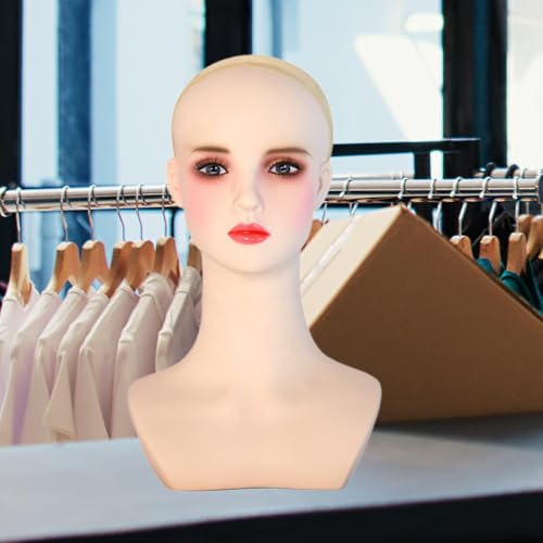 Cabeza de maniquí de cosmetología de PVC y soporte organizador de pelucas 4