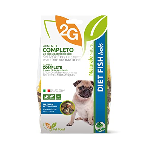 2G Pet Food Diet Fish Herbs Cibo Monoproteico per Cani con Crocchette di solo Salmone ed erbe aromatiche Funzionale, digeribile e naturale Formato 350g Per tutte le razze ed età Made in Italy