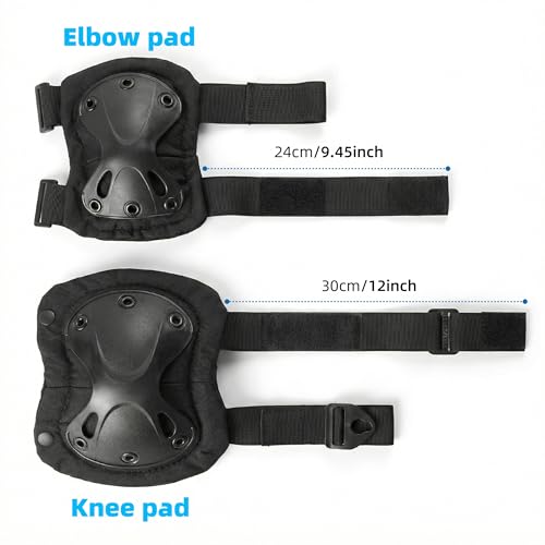 OIOLIOE Tactical Knee and Elbow Pads Set for Men Women - Combat Airsoft Paintball Hunting Skateboarding Cycling Motorcycle Safety Protective Guard Pads