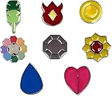 SOLBUM Generation 1-6 insignias de gimnasio, colección de insignias de juego, juego de 8 unidades de regalo para niños y niñas (A)