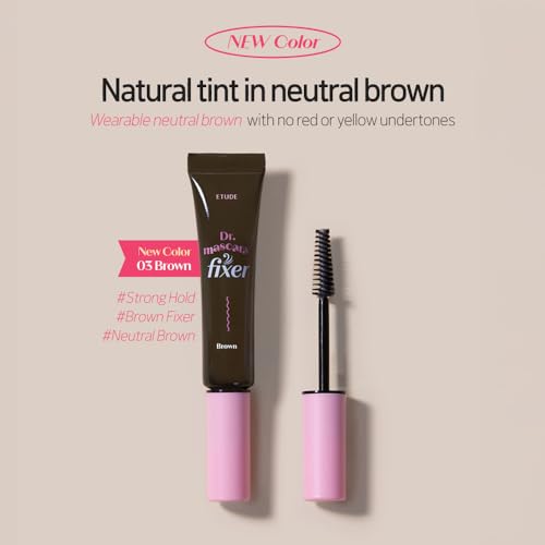 Image of ETUDE Dr. Mascara Fixer, Korean Mascara Fixer, Natural Extension, Lengthening, Smudge-Proof, Korean Makeup, Beauty, Micro Black Fiber Formula, Brown (0.203 Fl Oz)