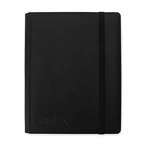 Vault X 9 Pocket Trading Card Strap Binder, 360 Cards, Premium Exo-Tec Album Material, 20 Side-Loading Pages, Folder for Collectible Games, Sports, TCG (Black)