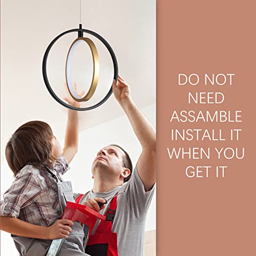 Led Pendant Light, Ring Chandelier, Gold And Black Ceiling Light, Height Adjustable Pendant Lighting For Dinning Table,Living Room, Bedroom, Foyer, Entrance Way #TOP4