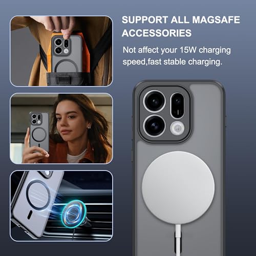 Image of QUIETIP Magnetic Case for Oppo Find X9 with Screen Protector,[Compatible with MagSafe] Translucent Matte Drop Protection Cover,Black