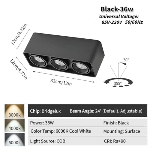Angle d'angle réglable à LED Carré Spot Encastrable Plafond 36W Lampe AC85-220V - 7