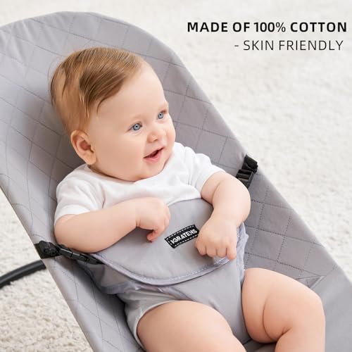 iGRATENS Fabric Seat for Bouncer - Cover for Baby Babybjorn Bouncer Balance Soft & Bliss, 100% Cotton, Skin -Friendly, Machine Washable, Light Grey
