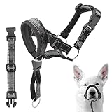 Dog Muzzles Head Collar with Safety Strap Adjustable Loop Dog Muzzle Mouth Cover with Connection Strap Training Breathable Head Halter Collar Prevent Biting Anti Barking for Small Medium Large Dogs-L
