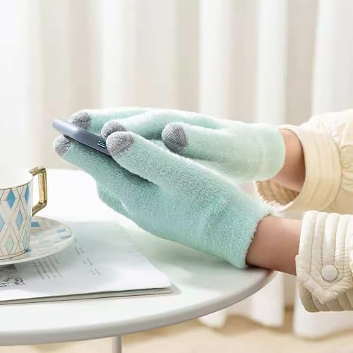 Touchscreen Moisturizing Gloves and Socks, Gel Spa Moisturizing Therapy Sock ＆ Glove, Overnight Gloves for Dry Hands, Repair and Soften Aging, Hand and Feet Care for Chapped and Dry Skin (Green)