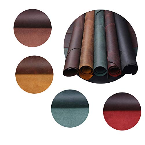 Cowhide Oil Tanned Crazy Horse Leather Craft Arts Tooling Sewing Hobby Workshop Leathercraft Accessories Diy Material Retro Pull Up Style (Green (Thickness : 2.0Mm), 10 Sq Ft (Irregular Shape)) #TOP1