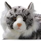 Carl Dick Katze Maine Coon grau-weiß liegend, Plüschtier, Kuscheltier ca. 30cm 3202