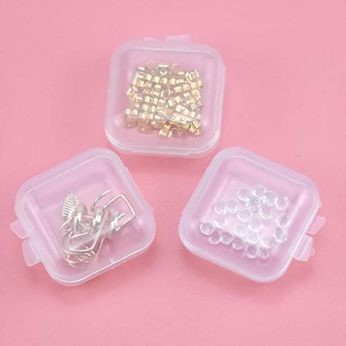 Dokpav 12pcs Square Mini Clear Plastic Bead Storage Containers, small plastic containers with lids, organizer Box Case for Pills,Herbs,earplug,Bead,Jewellery Findings, and Other Small Items(3.3x3.3cm)