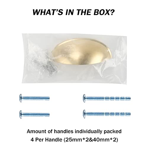 LONTAN 4 Pack Gold Cup Handles 76mm Hole Centres 3 Inch Brushed Brass Cupboard Handles Ideal for Cabinets and Drawers in Bedrooms, Kitchens, Studies, and Living Rooms, Zinc Alloy - Image 9