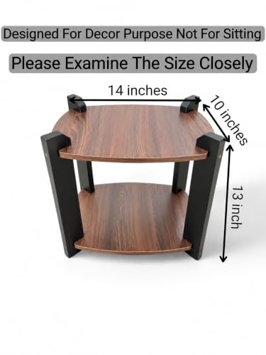 Image of Modern Round Side Table, Home Decor for Living Room, Bed Side Tables for Bed Room, stools for Home, Furniture for Home, 2-Tier White Shelves, 30 x 30 x 40 cm (Rectangle Brown Top)
