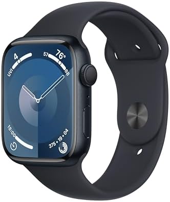 Apple Watch Series 9 [GPS 45mm] Smartwatch with Midnight Aluminum Case with Midnight Sport Band M/L (Renewed)