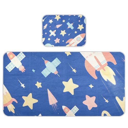 A Cute Cartoon Blue Universe Cooling Baby Mattress Protector Pads 28