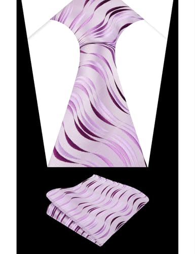 Image of Alizeal Mens 3.15'' Gradient Novelty Pattern Tie Set with Pocket Square Casual Color Tie Set
