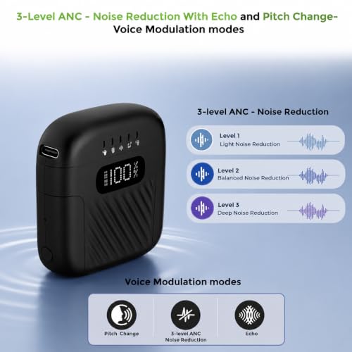 Image of ULTRAPROLINK Sonic Vibe | Dual Wireless Lavalier Collar Mic with Charging Case |Type-C Receiver |ANC & Echo| 15H Use Time, 164' Ft Range for YouTube, Vlogs, Podcasts| UM1215| Black