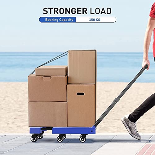 Image of Folding Stair Climbing Shopping Cart Trolley Home 4 Wheels Stair Climber Gift Wheel Roller Foldable Stainless Steel Travel Trolley Handheld Market (Folding Hand Truck (Platform Trolley))